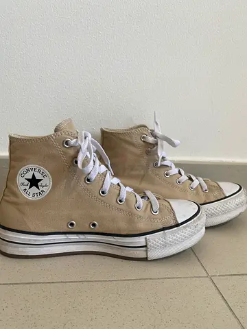 Beige Converse Chuck Taylor All Star High-Top Sneakers - Size (U.K 4.5) (EUR 37.5)