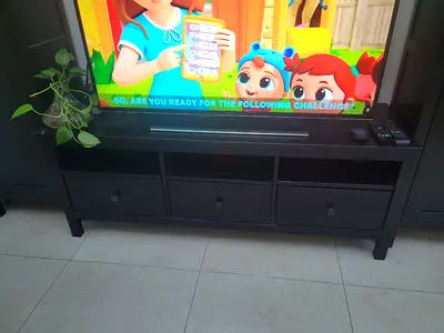 Black TV Stand / Entertainment Unit with Drawers - Good Condition