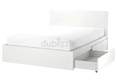 Ikea Malm bed frame with mattress (160x200) with 4 storage boxes