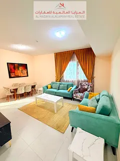 Sharjah Al Taawun, furnished apartment, super deluxe furniture, second floor, next to Oriana Hotel,