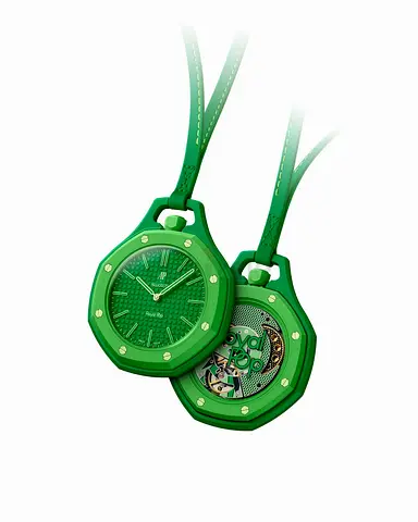 Green Audemars Piguet Royal Oak-inspired Pocket Pendant Watch - 2 pieces original with receipts