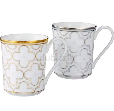 ***Noritake Trefolio Platinum / Gold mug set of 2 China. Large collection