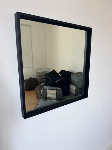 Large Rectangular Black Framed Wall Mirror - Modern Design