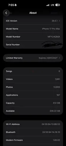 iPhone 17 Pro Max 512GB - Blue Good Condition physical sim+esim contact only serious buyer