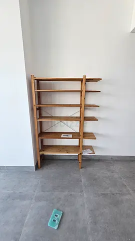 Solid Wood Leaning Bookshelf / Display Shelf - Good Condition