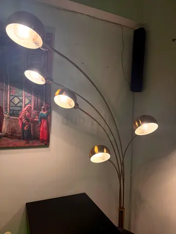 5-Arm Arc Floor Lamp with Brass Finish