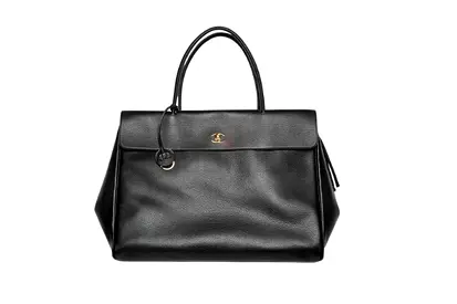 Chanel Large Tote Metal Black Grained Calfskin Gold Tone