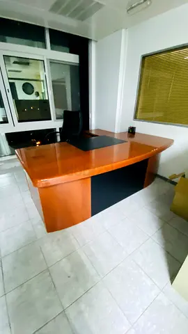 Large Executive Wooden Office Desk with Return – Used, Good Condition