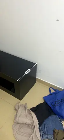 Low black TV stand / media cabinet - compact size - طاولة تليفزيون او ديكور - مجانا  - for free