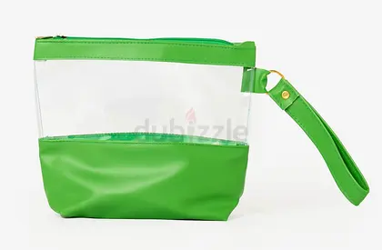 Clear PVC Clutch Bag with Wrist Strap – Waterproof Small Pouch for Makeup, Travel, Toiletries