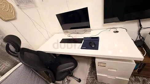 White 3-Drawer Office Computer Desk with Storage