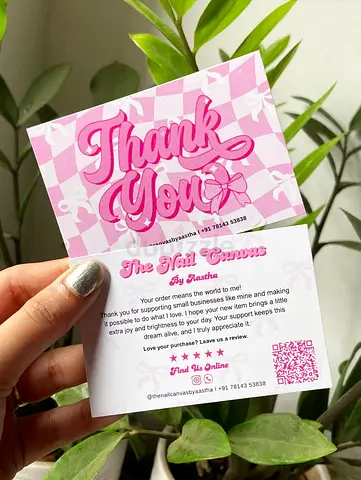 Pack of Pink Thank You Business Thank-You Cards / Small Cards (Set)
