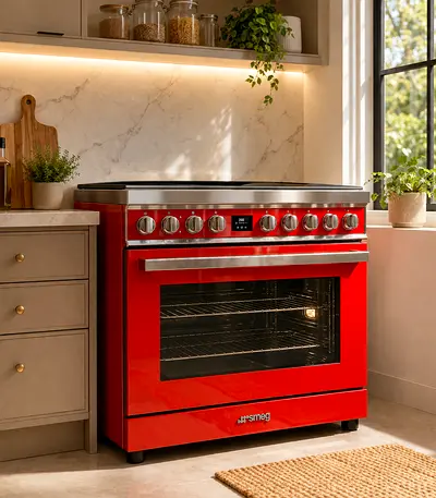 Red Smeg Freestanding Range Cooker with Oven - Excellent Condition
