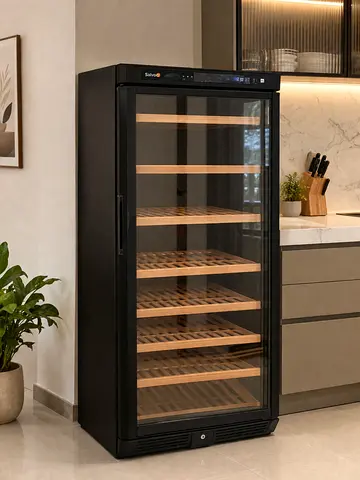 Large single-Door Wine Cooler / Beverage Fridge with Wooden Shelves