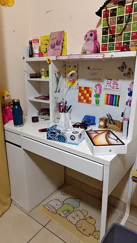 White Study Desk with Hutch and Storage - Good Condition