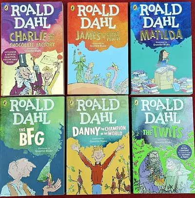 Set of 6 Roald Dahl Paperback Books (Charlie, James, Matilda, BFG, Danny, The Twits)