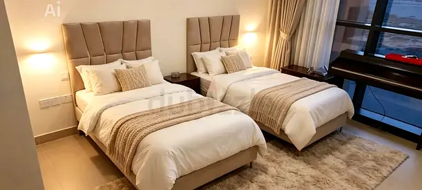 Pair of Single Beds with Headboards and Matching Rug - Excellent Condition