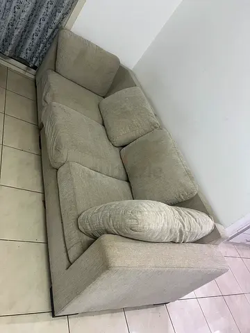 3-seater beige fabric sofa in good condition