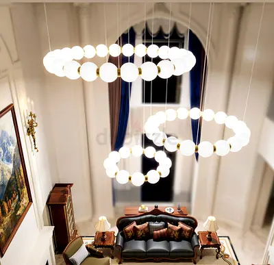 Elegant Acrylic Ball Chandelier with Matte Gold Finish