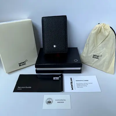 Montblanc Black Leather Card Holder / Small Wallet with Box  Pouch