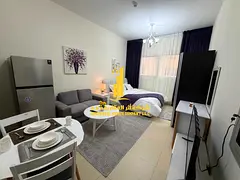Furnished semi-detached kitchen studio with very high-end furniture for monthly rent in Ajman - Al J
