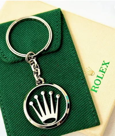 Rolex Crown Metal Keychain with Green Pouch