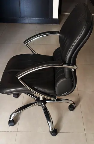 Black Leather Office Chair with Chrome Base