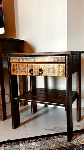 Rustic Wooden Nightstand with Drawer and Shelf