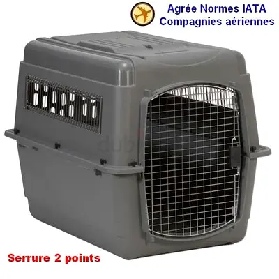 Large IATA-approved Pet Carrier / Travel Crate with Metal Door (Grey)