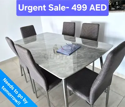 Home Box 6-Seater Sintered Stone Dining Set - Grey (Like New)
