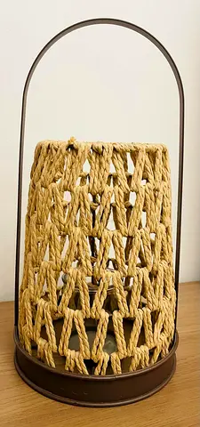 Naur Lantern - 21 cm Woven Rope Table Lamp with Metal Handle (Set of two)