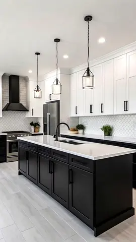 Modern Black Kitchen Island