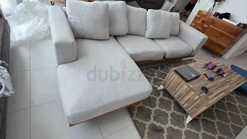 Excellent condition West elm Newport Feather filled L Shape Sofa Beige