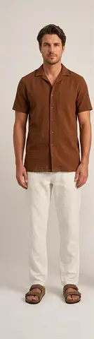Mens Premium Cotton-Linen Casual Trousers – Cream color