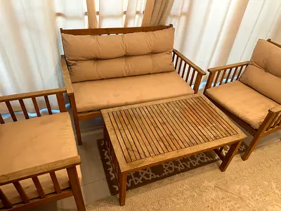 Wooden outdoor sofa set