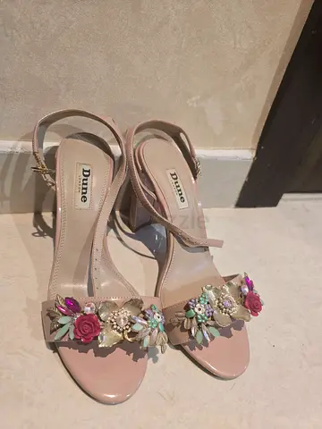 Dune London pink floral embellished high heels