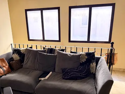 Grey 3-Seater Fabric Sofa with Cushions - Good Condition urgent sale