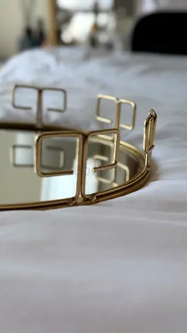 Gold mirrored decorative serving tray with handles
