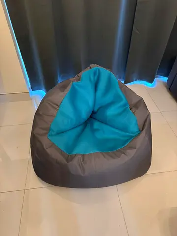Grey and Teal Bean Bag Chair - Good Condition