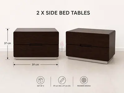 A pair of bedside tables