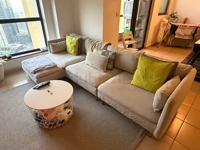 Light grey L-shaped sectional sofa with chaise - good condition