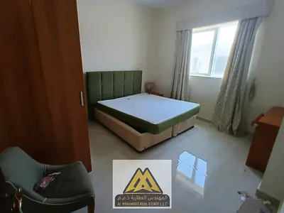 Two bedrooms and a living room with a balcony, fully furnished, and free internet in Al-Jarf 2 area, next to Al-Aqsa School and Delta Center.