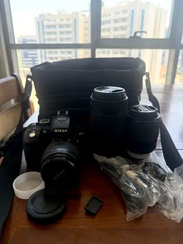 Nikon D5300 DSLR camera kit with two lenses and bag - good condition