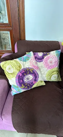 Used 2 Decorative Cushion Covers with Floral Circular Pattern