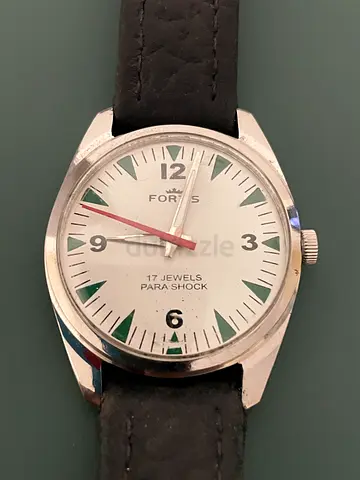 Vintage Fortis 17 Jewels Parashock Mens Wristwatch, Leather Strap