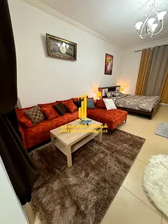 Luxury studio with semi-separate kitchen and open view, fully furnished ✨ Ajman, Jasmine Towers. F