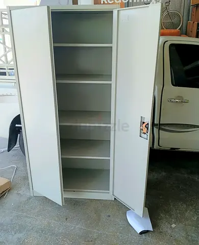 Tall Metal Storage Cabinet with 6 Shelves - White