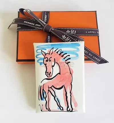 HERMES HERMÈS HOLDER CALVI DUO CARD HOLDER SPRING HORSE- BRAND NEW
