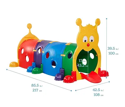 Kids Caterpillar Play Tunnel Slide - Indoor/Outdoor Preschool Toy