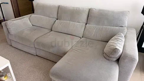 Sofa 3-seat with chaise longue, IKEA ESKILSTUNA, light-grey, 268x109 cm